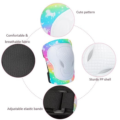 Kids Knee Pads Elbow Pads Set, 7 in 1 Skating Protective Gear Skateboard, Roller Skating, Scooter, Bike Cycling,for Kids 3-8 Years