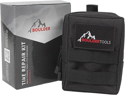 Boulder Tools - Compact Tire Repair kit with Molle Storage Pouch. Heavy Duty Universal Tire Plug Kit, Easily Stores Inside Your UTV, ATV, Truck, Motorcycle, Overlanding Gear or RV