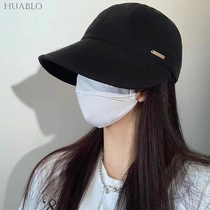 huablo]UPF 50+Womens Sun Hat UV Protection Hiking Fishing Hats Wide Brim Hat Adjustable Ponytail Packable Sun Cap