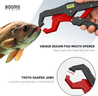 Booms Fishing G05 Lip Gripper Saltwater, 9.4" Plastic Catfish Grippers Pliers, Grabber Tool With Lanyard, Grips for Kayak Fishing Accessories, Great Holder for Caught Fish