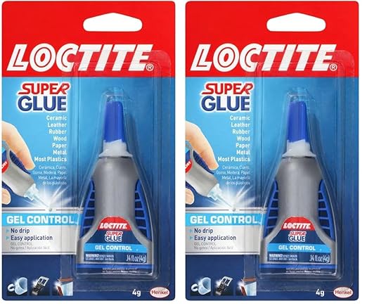 Loctite Super Glue Gel Control, Clear Superglue for Plastic, Wood, Metal, Crafts, & Repair, Cyanoacrylate Adhesive Instant Glue, Quick Dry - 0.14 fl oz Bottle, Pack of 2