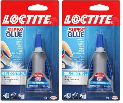 Loctite Super Glue Gel Control, Clear Superglue for Plastic, Wood, Metal, Crafts, & Repair, Cyanoacrylate Adhesive Instant Glue, Quick Dry - 0.14 fl oz Bottle, Pack of 2