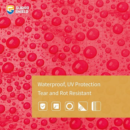 GUARD SHIELD Red Tarp 10x10 Feet Tarps High Visibility Outdoor Poly Cover Lightweight 6mil
