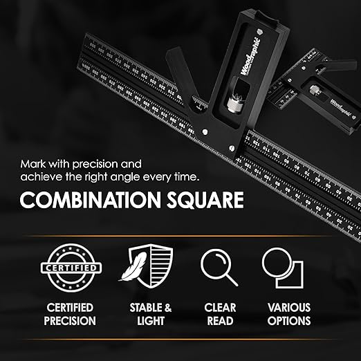 Upgraded Precision Square for Woodworking – 8 Inch Triangle Ruler with Side Scale | CNC-Machined Aluminum Layout Tool | 90 Degree Right Angle Framing & Marking Square