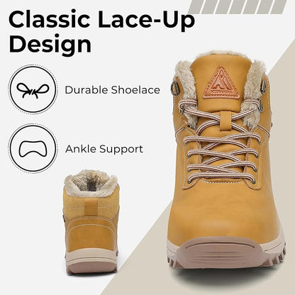 Mishansha Men's Waterproof Snow Boots, Insulated Warm Lined Winter Boot for Cold Weather, Non-Slip Outdoor Trekking Hiking Shoes Size 4-13.5