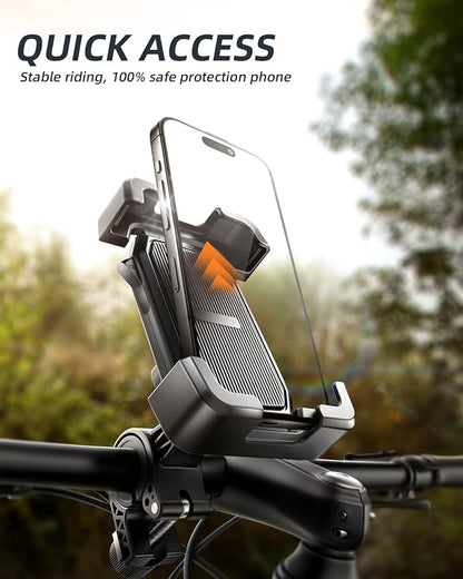 Delobon Motorcycle Phone Mount, Bike Phone Holder, [2025 Upgrade] One Hand Operation Scooter Phone Holder, ATV Phone Mount, for iPhone,Bicycle Handlebar Accessories for 4.7-7.0 inch Smartphones