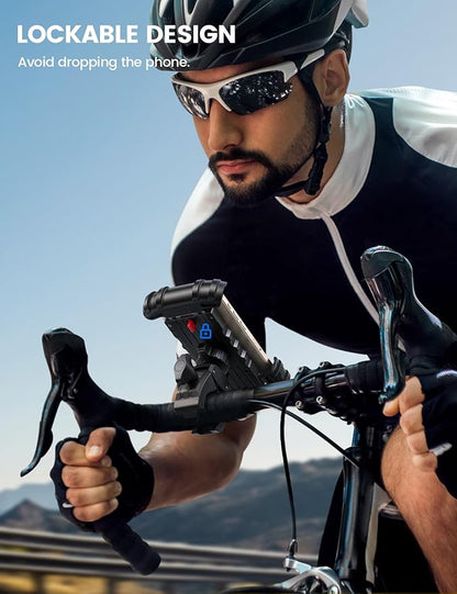 Lamicall Bike Phone Holder Mount - Motorcycle Handlebar Phone Mount Clamp, One Hand Operation ATV Scooter Phone Clip for iPhone 15/14 Pro Max/X/XS, Galaxy S10 and 4.7"- 6.8" Cellphone - Yellow