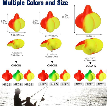Dovesun 220/104/80/54/42/52pcs Fly Fishing Floats Bobbers Foam Pompano Rigs Surf Fishing Rig Floats Bright Color Round, Bullet, Cylindrical, Spin, Pill with Tackle Box