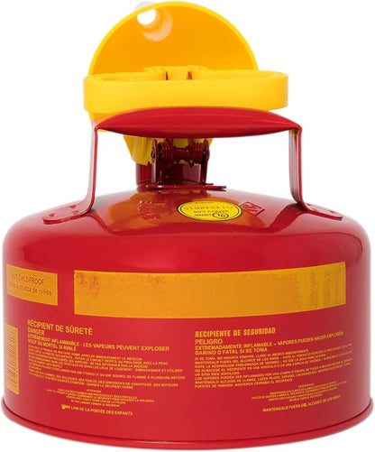 Eagle 1 Gallon Type I Red Safety Gas Can for Gasoline with Flame Arrester, Self-Closing Lid, and F-15 Funnel, Made in the USA, Galvanized Steel Flammable Storage Can, UI10FS