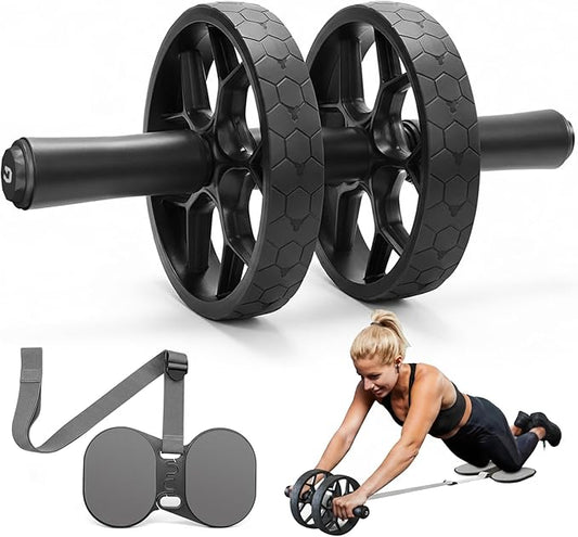 VINSGUIR Ab Roller Wheel for Beginners to Pros, Ab Roller with Adjustable & Detachable Resistance Band, Abs & Core Workout Equipment for Home Gym, Abdominal Wheel with Exercise Guide and Knee Pad, Men Women