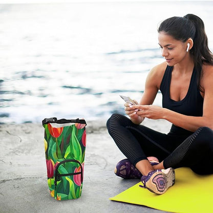 Colorful Tulips Water Bottle Holder with Strap Insulated Water Bottle Carrier Crossbody Bags Pouch with Phone Pocket for Travel Gym Hiking Walking Running
