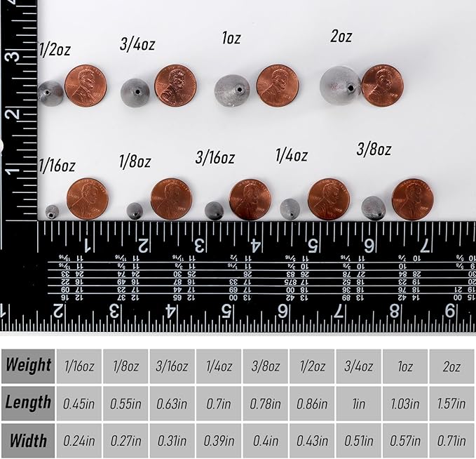 Dr.Fish 50 Pack Bullet Fishing Sinkers Worm Weights Lead Fishing Weights Bass Fishing Sinker Freshwater Texas Carolina Rig Punch Shot