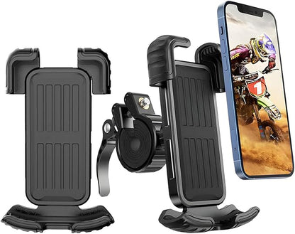 2 Packs Bike Motorcycle Phone Mount,[Ultra Metal] Bike Motorcycle Phone Holder with Security Lock, Bicycle Phone Mount with Soft Cushion & Adjustable Clip Compatible with 4.7''-6.8'' Phone