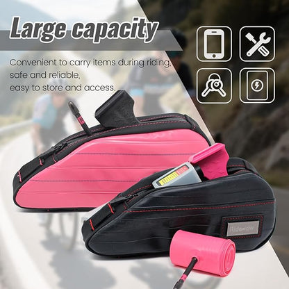 RideRow Bike Top Tube Bag Bicycle Front Frame Bag Waterproof Bike Pouch Pack,Phone Bag Cycling Accessories Pouch for Mountain Road Bike Black