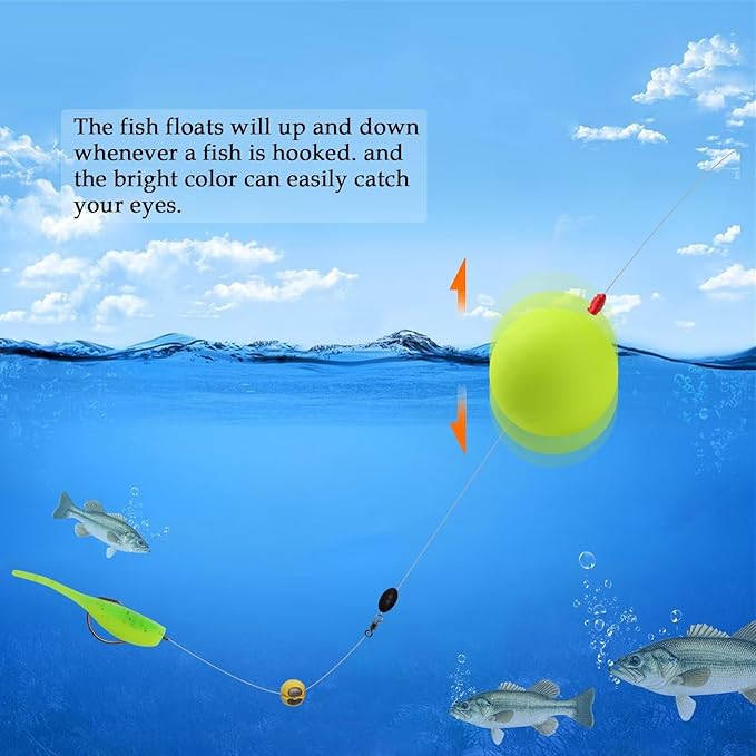 Dovesun 20pcs Slip Fishing Bobber Fishing Float Slip Fishing Rig Rubber Bobber Stoppers for Crappie Panfish Walleyes Trout Bass Fishing