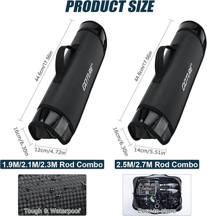 Goture Fishing Rod and Reel Combos-2PCS Telescopic Fishing Pole+2PCS Pre-Loaded Spinning Reels with Carrier Bag,1.8M-2.7M Telescopic Rod Reel Kit for Starter Travel Saltwater Freshwater,Gifts for Men