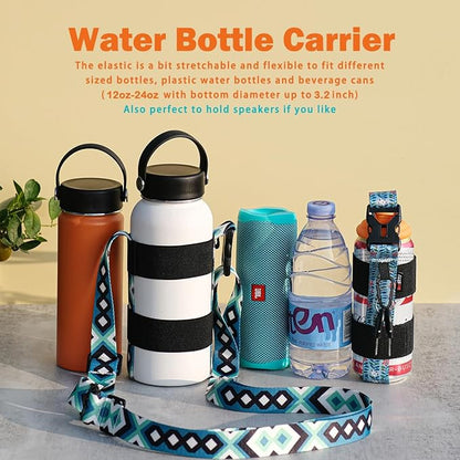 HEYSKAY Water Bottle Holder With Handle and Adjustable Shoulder Strap, Sling With Carabiner for 12oz-40oz Hydro Flask, Sports, Gym, Hiking, Camping, Walking