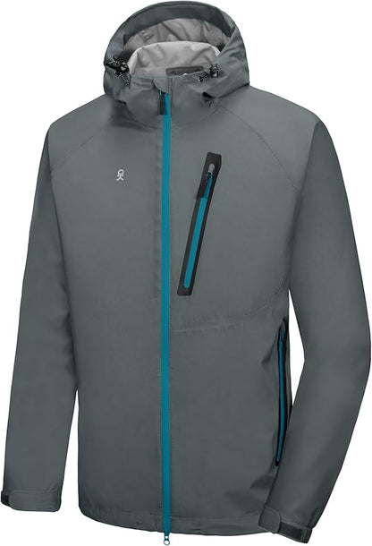 Little Donkey Andy Men's Waterproof Rain Jacket Outdoor Lightweight Rain Shell Coat for Hiking,Golf,Travel