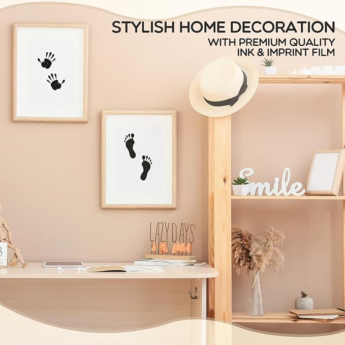 Jetec 60 Set Inkless Baby Footprint and Handprint Kit, Clean Touch Ink Pad for Baby Hand and Footprints, Dog Paw Print Kit with Ink Pads and Imprint Cards for Newborns Babies Pets Gifts (Black)