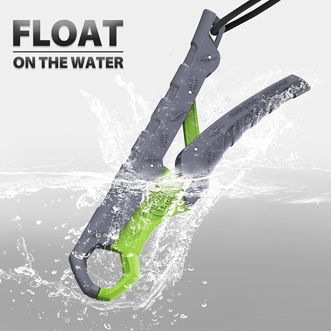 SNAIL TRAIL 7.5''/9'' Floating Fish Gripper, Fishing Grabber, Catfish Mouth Pliers, Caught Bass Holder, Digital Scale Hook Clamp, Saltwater Lip Grip Tool with Lanyard, Gifts for Men