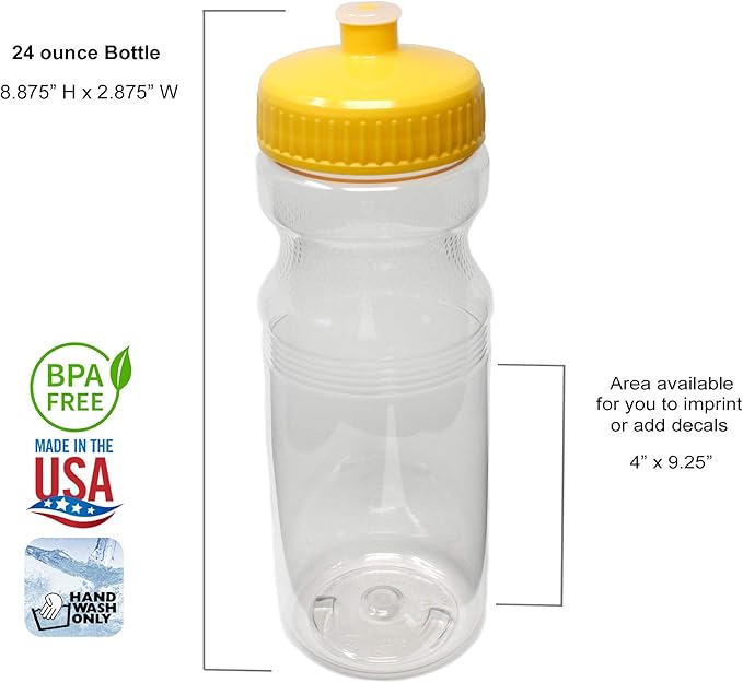 Rolling Sands 24 Ounce BPA-Free Plastic Water Bottles, Set of 10, Made in USA