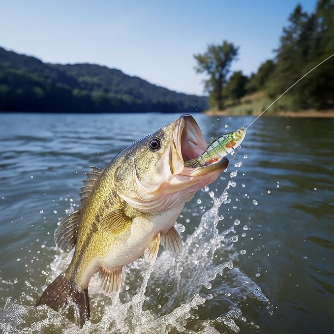 Goture Bass Fishing Lures, Lifelike Jointed Swimbait for Bass Trout Walleye Crappie Pike, Slow Sinking Segment Swimming Bait Fishing Lures for Freshwater and Saltwater, Gifts for Men