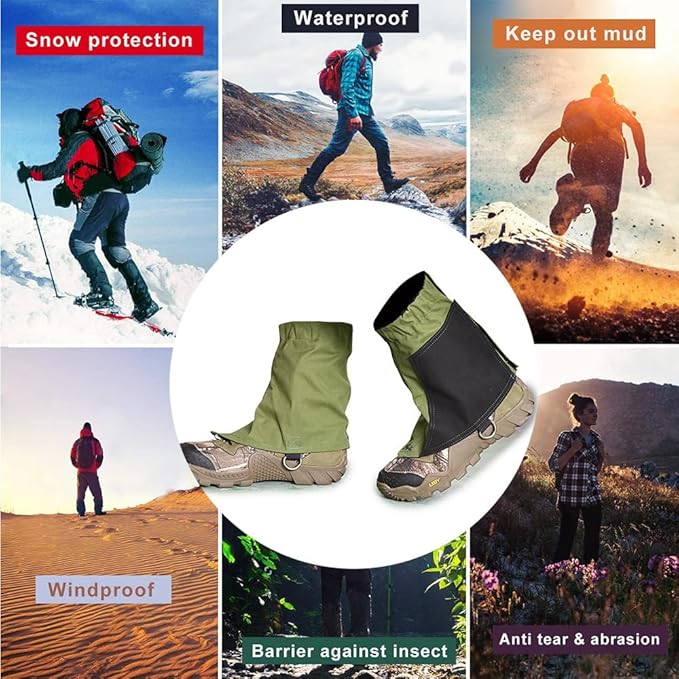 Short Leg Gaiters,Shoe Covers,Hiking Gaiters,Lightweight and Adjustable, Available in All Seasons,Waterproof,for Men and Women Hiking, Mountaineering,Walking, Hunting
