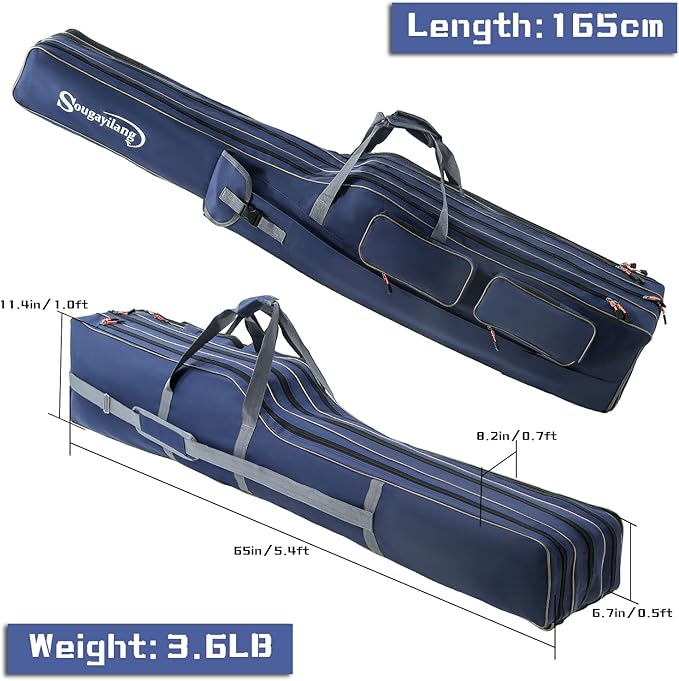Sougayilang Fishing Rod Case Organizer Pole Storage Bag Fishing Rod and Reel Carrier Organizer for Travel