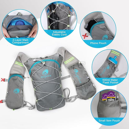 Small Lightweight Hydration Backpack with 2L Water Bladder for Race, Lightweight Running Water Vest for Hiking