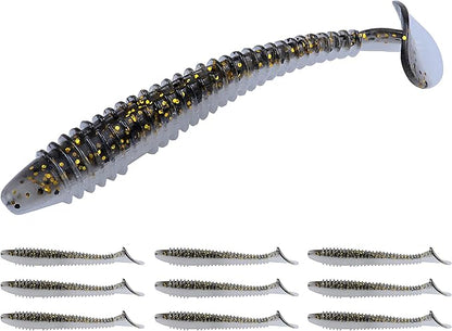 RUNCL Swimbaits Paddle 10/20/30/40PCS, 5/4/3/2 Inchs Paddle Tail, Soft Lure for Trout Crappie Bass, Durable Plastic Bait Swimmer for Saltwater/Freshwater, Fishing Lover's Gift
