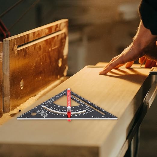 Luxshiny Adjustable Aluminum Alloy Tool for Carpenters Precision Rafter Triangle Ruler with Angle Scale for Woodworking and Carpentry Measurement