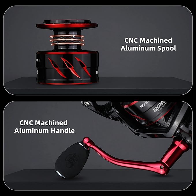 RUNCL Spinning Fishing Reel ANCOHUMA, Powerful 26 LB Max Drag, 7+1 Stainless BB, 6.2:1 CNC Aluminum Alloy Spool, Unique Smooth Colorful Ceramic Line Roller, D.S.S.R Double Shield for Freshwater