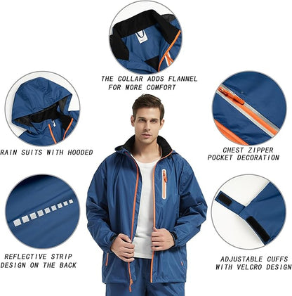 Rain Suits for Men Women Waterproof Lightweight Hooded Breathable Rain Gear Raincoat for Fishing Hiking Cycling