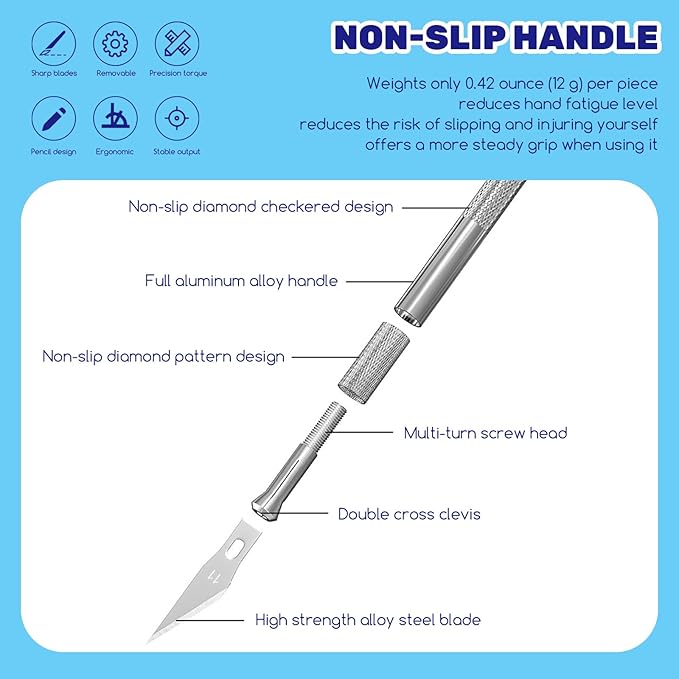 42Pcs Utility Craft Knife Kit Contains 2 Metal Pen Knife and Spare Replacement Blades, Exacto Knife and SK5#11 Hobby Knife Blades for Scrapbooking, Cutting, Carving DIY, Art Work