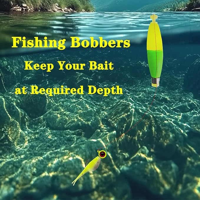 Weighted Bobbers for Fishing Floats Cigar Shape EVA Foam Snap-on Fishing Bobbers for Crappie Bluegill Panfish Trout Catfish Bass 10 Packs
