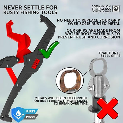 Fish Lip Grabber Fish Lip Gripper 9" Fishing Tool Mouth Spreader Grip Hook Remover Gripper Hook Remover Fishing Gear Comes with Lanyard