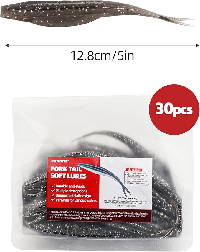 Forked Tail Soft Baits- Realistic Jerk Bait & Fluke Action Soft Lures for Bass, Trout & Crappie - Versatile Freshwater & Saltwater Fishing Bait (2.75"-5")