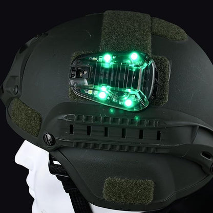 Tactical IR Helmet Light 4 Modes with Green + White LED + IR Strobe/Constant, Airsoft Survival Signal Identification Lamp for Fast Wendy and More Helmets
