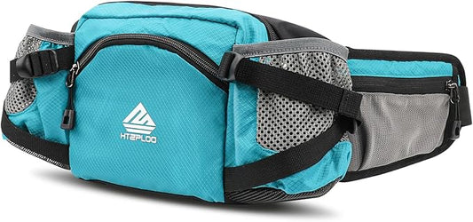 Fanny Pack Waist Bag with Water Bottle Holder for Men Women Running Hiking Travel Dog Walking Workout Cycling Outdoor (Turquoise Blue)