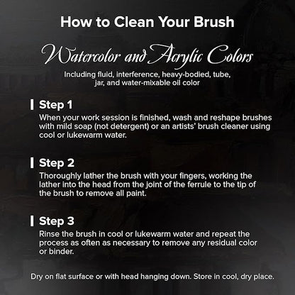 Silver Brush Limited WC-3208S Black Velvet Variety Set, Professional Premium Artist Paintbrushes for Watercolor, Gouache, Inks, & Dyes, Set of 3, Round, Script Liner, & Flat Wash Brushes, Short Handle