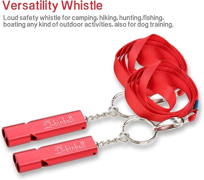 Emergency Whistles Lifeguard Safety Whistle with Lanyard and Keychain for Outdoor Camping Hiking Boating Backpacking Fishing Kayak Kids Rescue Signaling Loud Survival Whistle