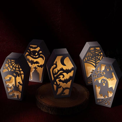 7 Packs Halloween Epoxy Resin Soft Silicone Molds, DIY Casting Halloween Coffin Trinket Box, Ghost, Spider, Bat, Pumpkin Plaster Mold, Handmade Art Craft Jewelry Storage Box Candle Stand Mould