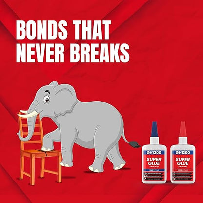 GH1200 57 Grams (2 oz) 100/1500 CPS (Thin/Thick) Super Glue All Purpose with Anti Clog Cap. Ca Glue - Adhesive SuperGlue. Cyanoacrylate Glue for Hard Plastics, DIY Craft, Metal 1 Oz Each