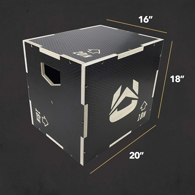Ultra Fitness Gear Wooden Plyo Box, 31 Plyometric Jump Training Squat, Step Up, Jumps & More Workout Size S, M, L, XL
