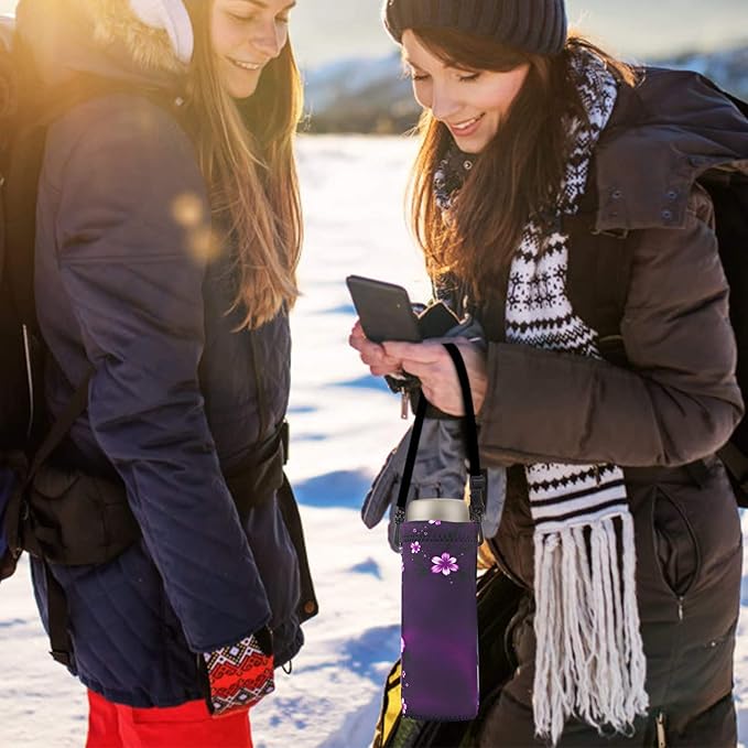 RICHEN Neoprene Water Bottle Carrier Bag with Adjustable Shoulder Strap,Insulated Water Bottle Cover for Stainless Steel/Glass/Plastic Bottles