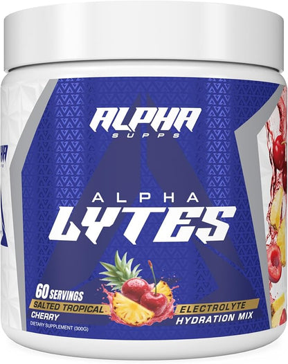 Alpha Lytes - Electrolyte Powder Daily Hydration Drink Mix - Sugar-Free, Zero Calorie Instant Formula with Trace Minerals and Antioxidants (60 Servings, Salted Tropical Cherry)