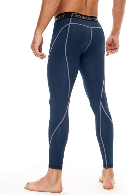 Roadbox 2 Pack Men's Compression Pants, Quick Dry Running Tights Workout Leggings, Athletic Base Layer for Gym Football Yoga