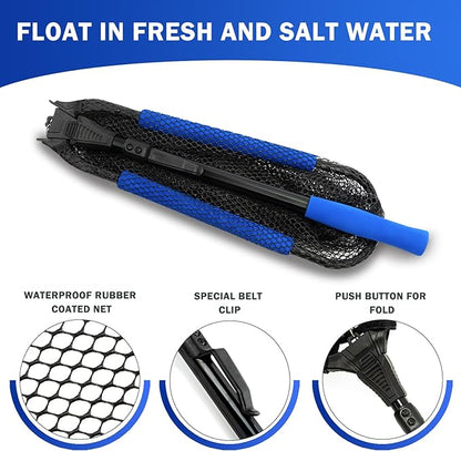Floating Fishing Landing Net - Foldable for Freshwater or Saltwater - Folding and Fly Fishing