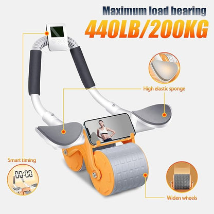 2026 New Ab Roller Wheel with Timer & Knee Mat,Automatic Rebound Abdominal Wheel with Elbow Support Ab Workout Equipment for Strengthening Core Muscles Abs Exercise Roller for Women Men
