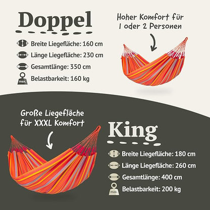 LA SIESTA Brisa Classic Hammock, Handmade, Weather-Resistant, Tear-Resistant Hammock for Indoor & Outdoor Relaxation, Size-King - Toucan